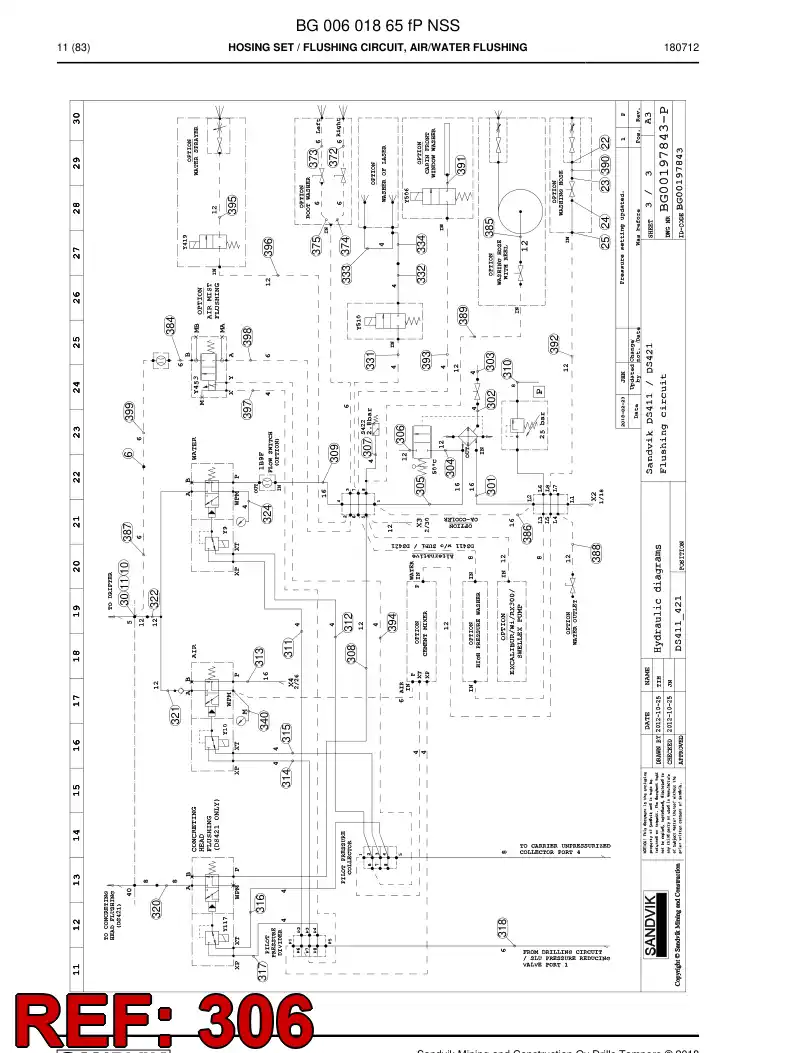 59205645 592 056 45 Hose Assembly, Hydraulic - Sandvik Technical Drawing
