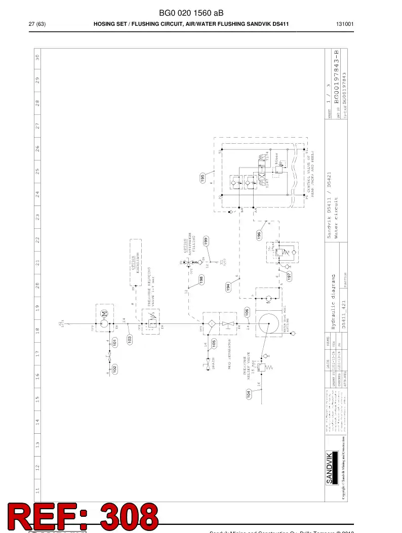 59205649 592 056 49 Hose Assembly, Hydraulic - Sandvik Technical Drawing
