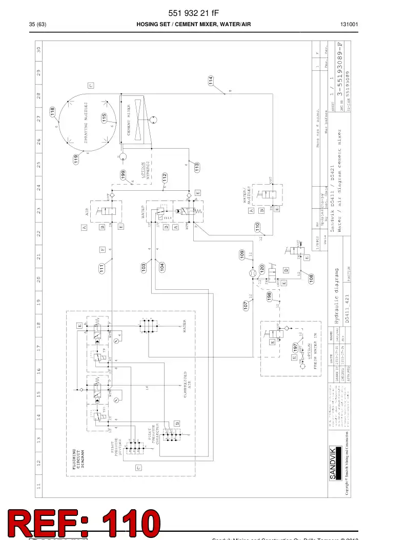 59205657 592 056 57 Hose Assembly, Hydraulic - Sandvik Technical Drawing