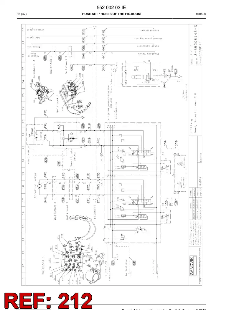 59205667b 592 056 67b Hydraulic hose assembly - Sandvik Technical Drawing