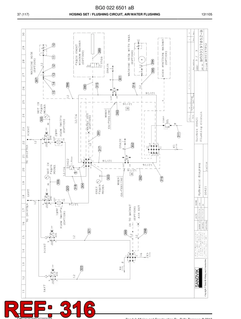 59205677 592 056 77 Hose Assembly, Hydraulic - Sandvik Technical Drawing
