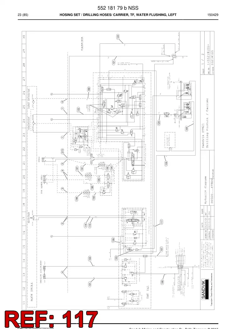 59205695 592 056 95 Hose Assembly, Hydraulic - Sandvik Technical Drawing