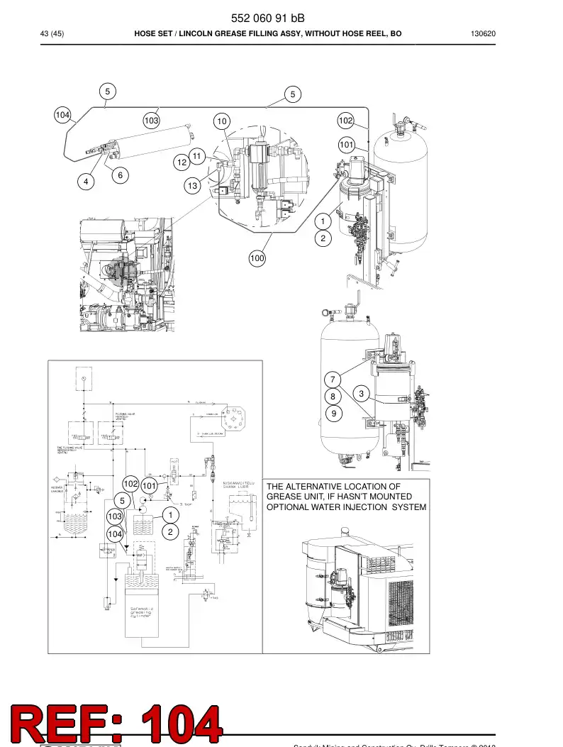 59205703 592 057 03 Hose Assembly, Hydraulic - Sandvik Technical Drawing