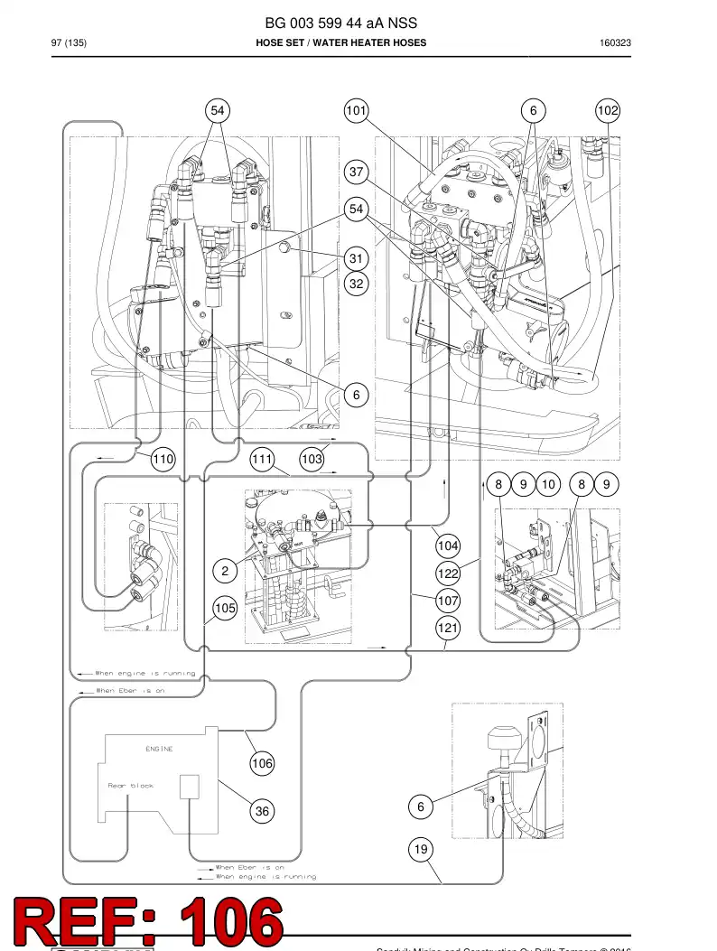 59205739 592 057 39 Hose Assembly, Hydraulic - Sandvik Technical Drawing