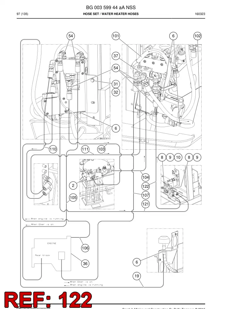 59205745 592 057 45 Hose Assembly, Hydraulic - Sandvik Technical Drawing