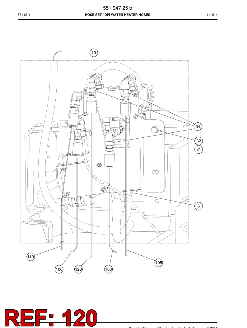 59205747 592 057 47 HYDRAULIC HOSE ASSEMBLY - Sandvik Technical Drawing