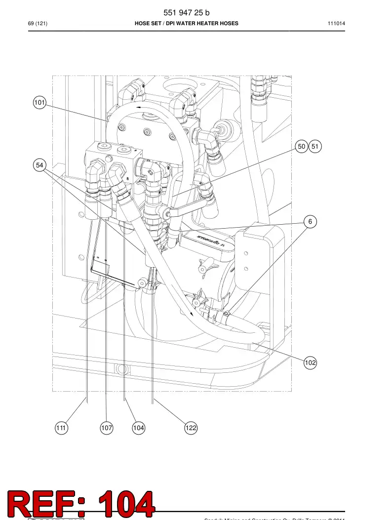 59205749 592 057 49 HYDRAULIC HOSE ASSEMBLY - Sandvik Technical Drawing