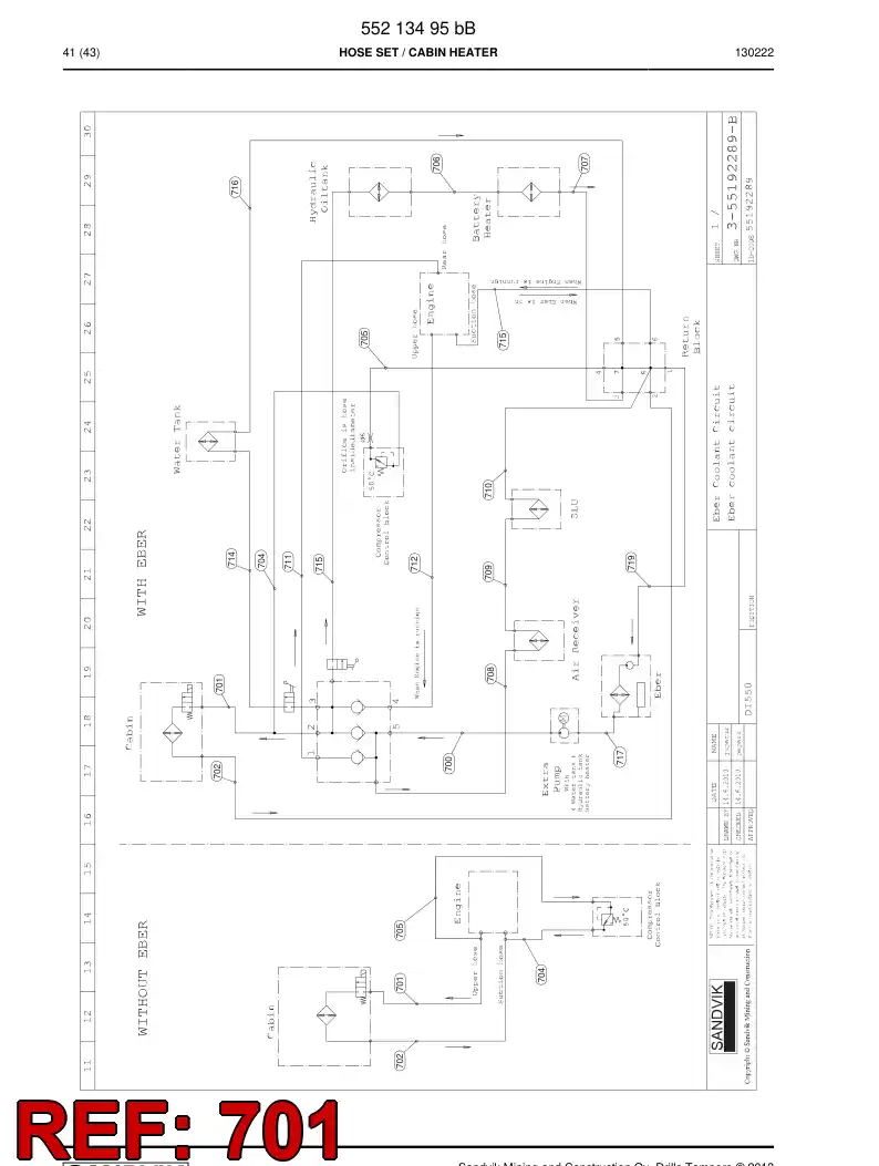 59205759 592 057 59 Hose Assembly, Hydraulic - Sandvik Technical Drawing