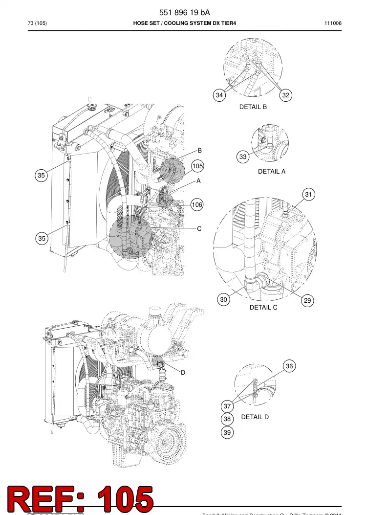 59205777 592 057 77 Hose Assembly, Hydraulic - Sandvik Technical Drawing