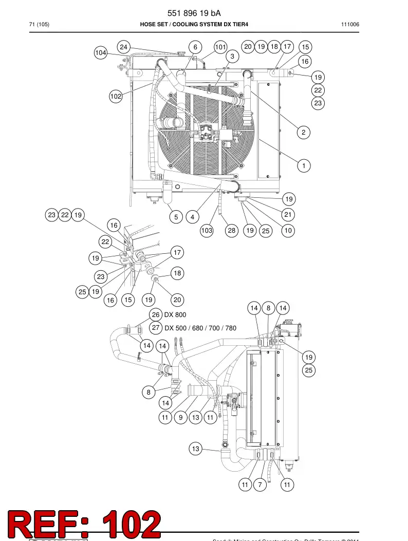 59205781 592 057 81 HYDRAULIC HOSE ASSEMBLY - Sandvik Technical Drawing