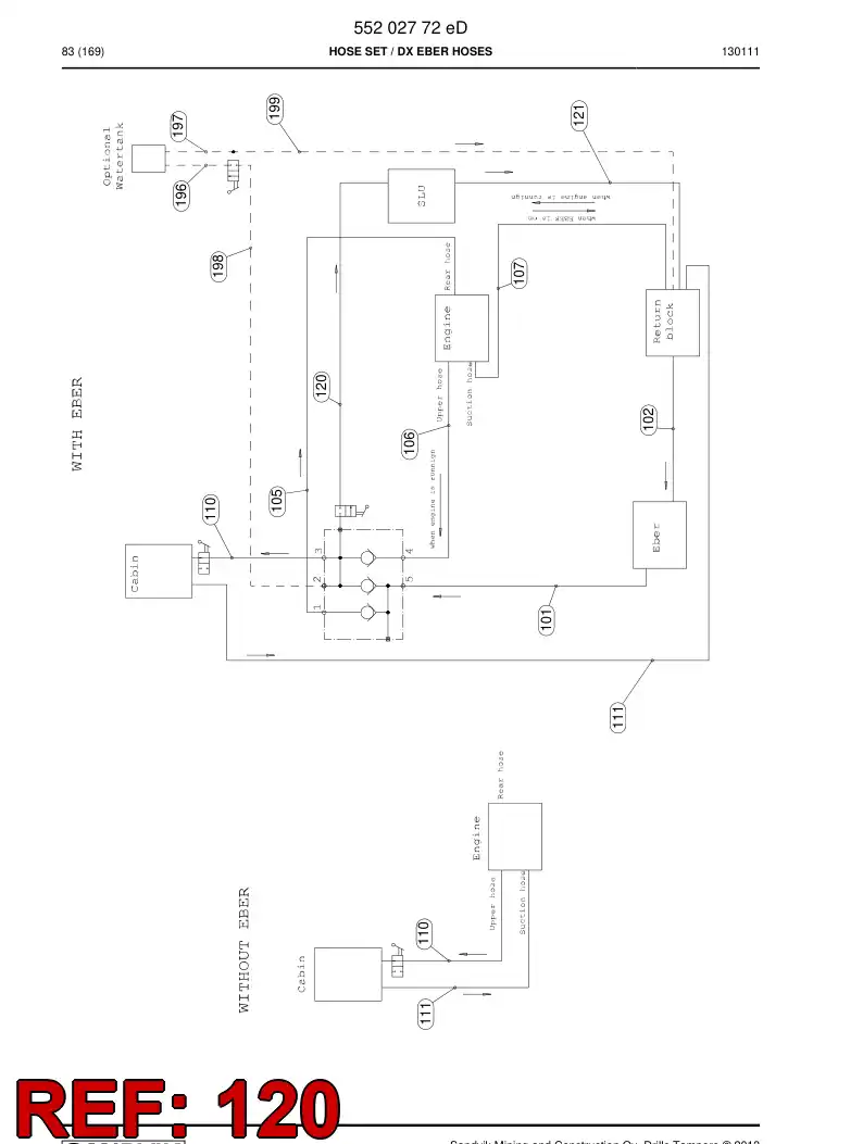 59205845 592 058 45 Hose Assembly, Hydraulic - Sandvik Technical Drawing