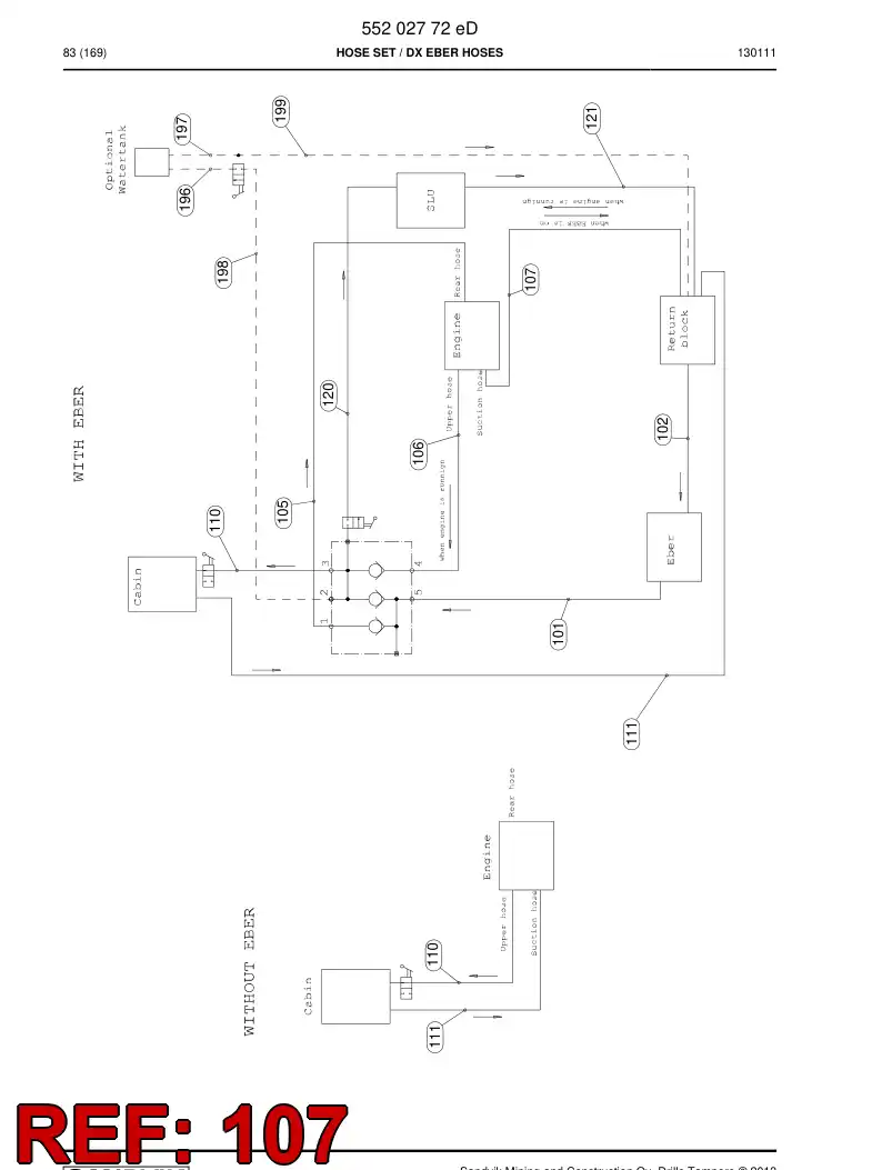 59205847 592 058 47 Hose Assembly, Hydraulic - Sandvik Technical Drawing