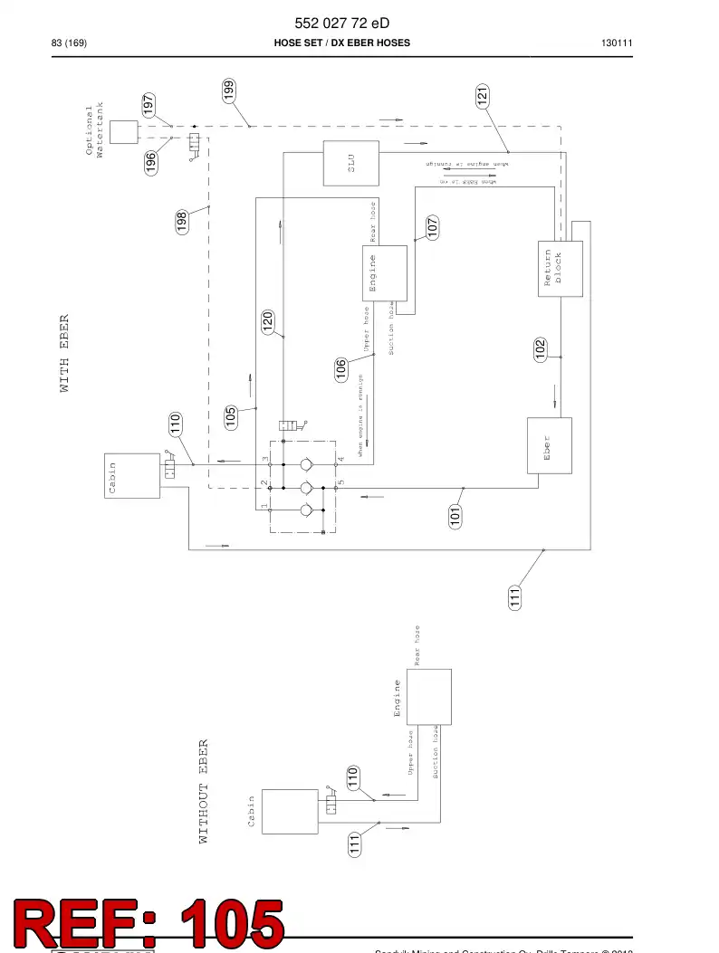 59205851 592 058 51 Hose Assembly, Hydraulic - Sandvik Technical Drawing