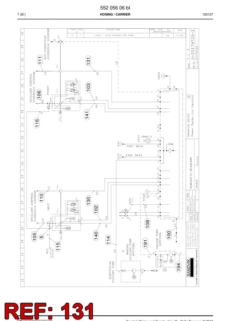 59205855 592 058 55 Hydraulic hose assembly - Sandvik Technical Drawing