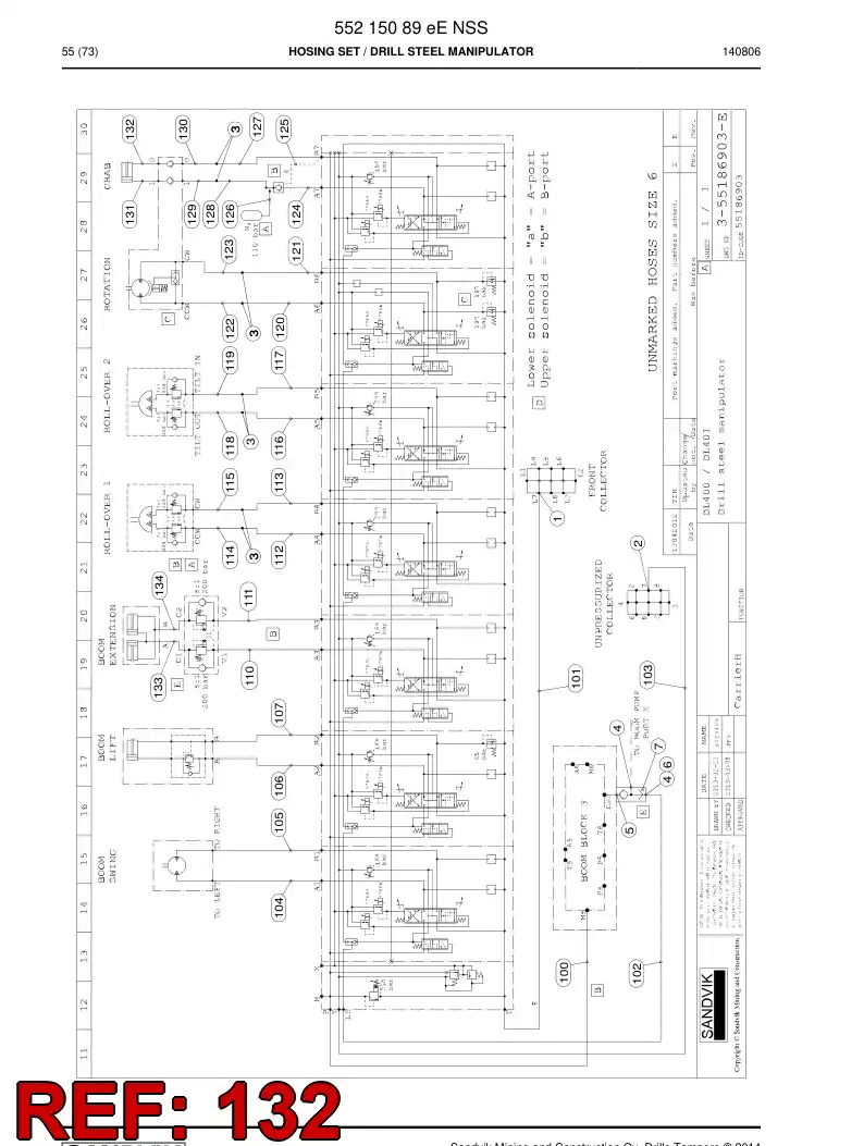 59205891 592 058 91 Hose Assembly, Hydraulic - Sandvik Technical Drawing