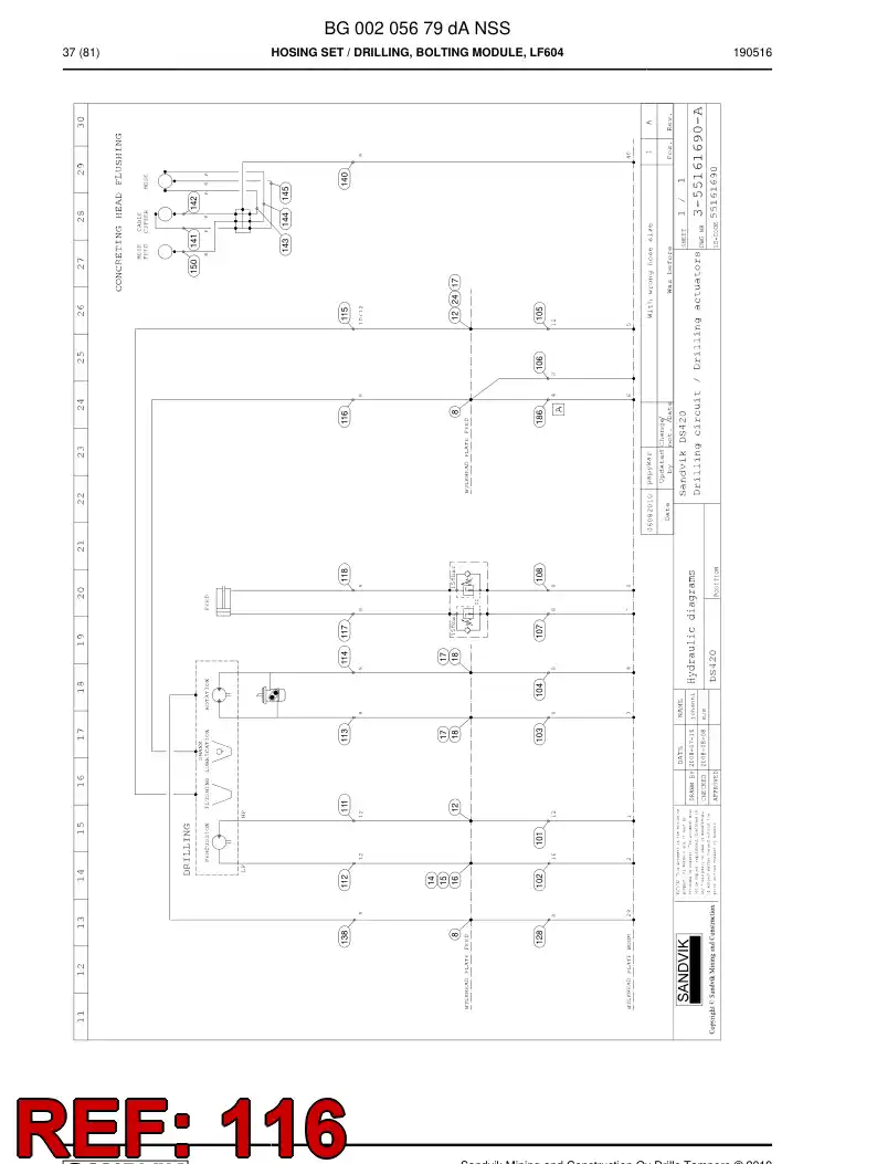 59205907b 592 059 07b Hose Assembly, Hydraulic - Sandvik Technical Drawing