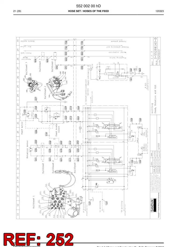 59205923 592 059 23 Hose Assembly, Hydraulic - Sandvik Technical Drawing