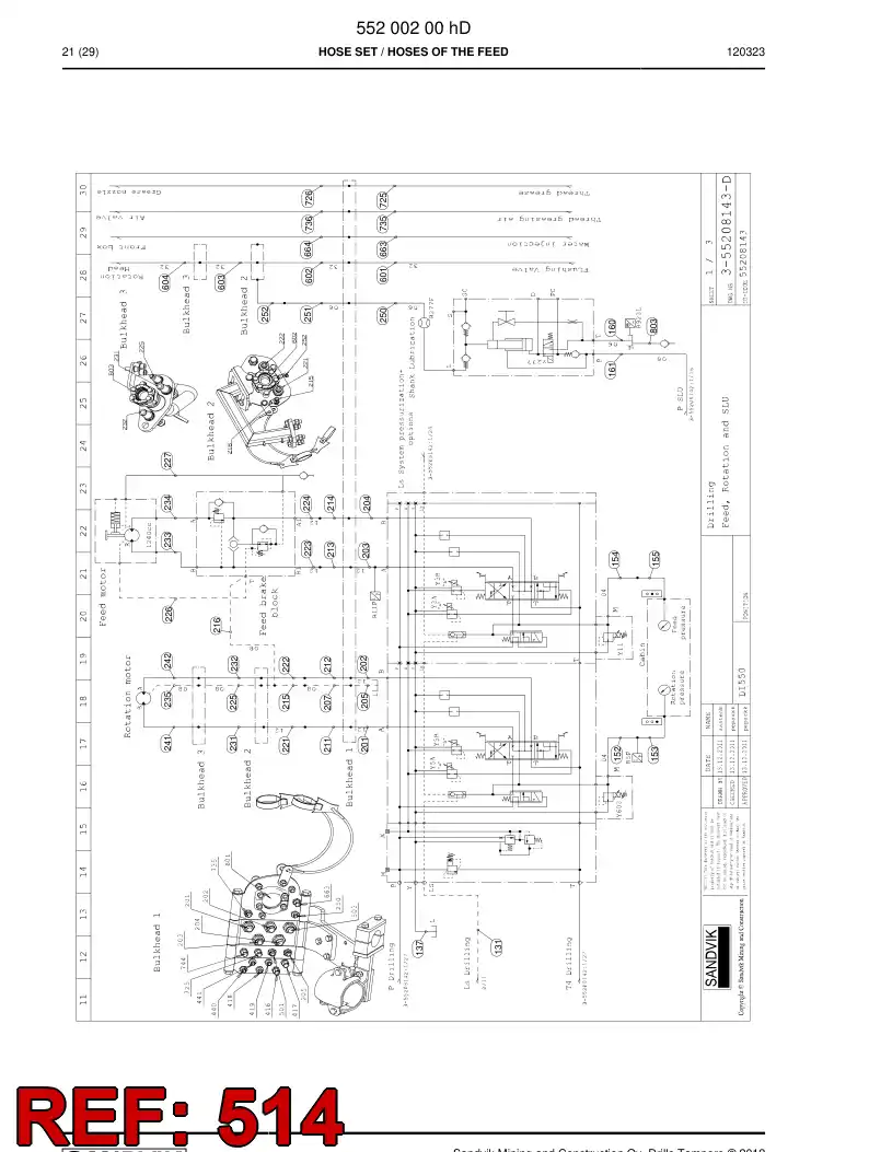 59205929b 592 059 29b Hose Assembly, Hydraulic - Sandvik Technical Drawing