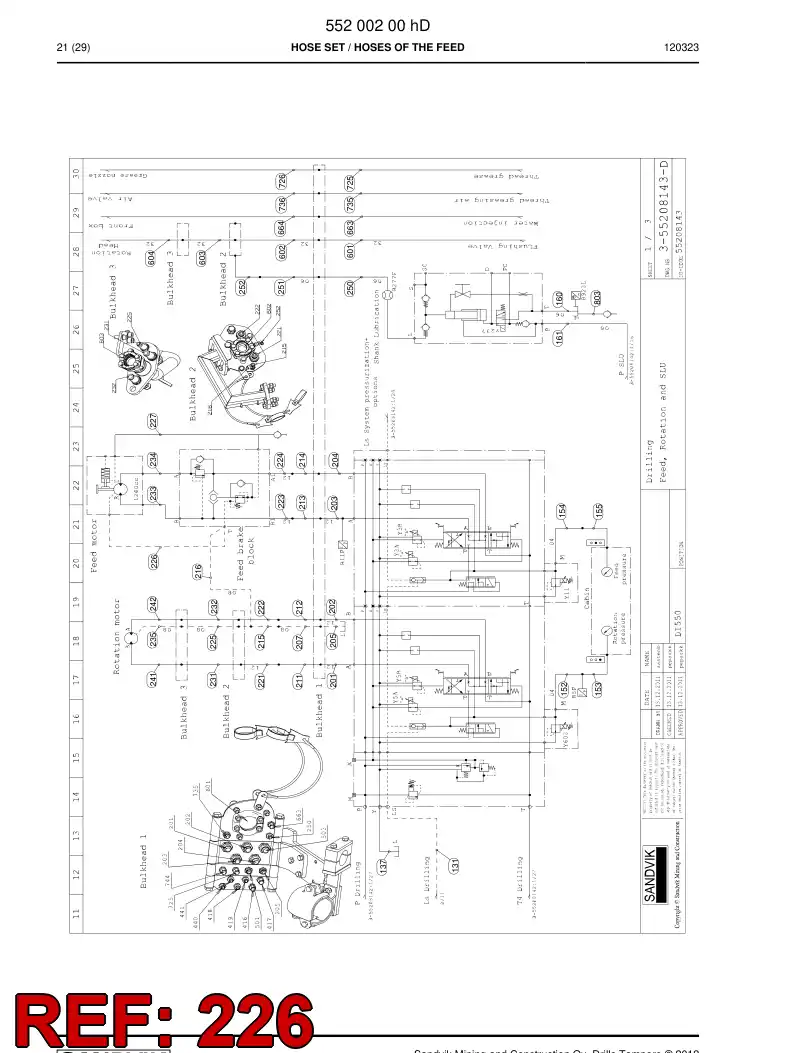 59205931b 592 059 31b Hose Assembly, Hydraulic - Sandvik Technical Drawing