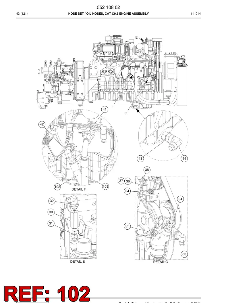 59205937a 592 059 37a HYDRAULIC HOSE ASSEMBLY - Sandvik Technical Drawing