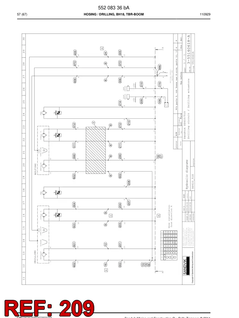 59205939 592 059 39 PROTECTIVE HOSE - Sandvik Technical Drawing
