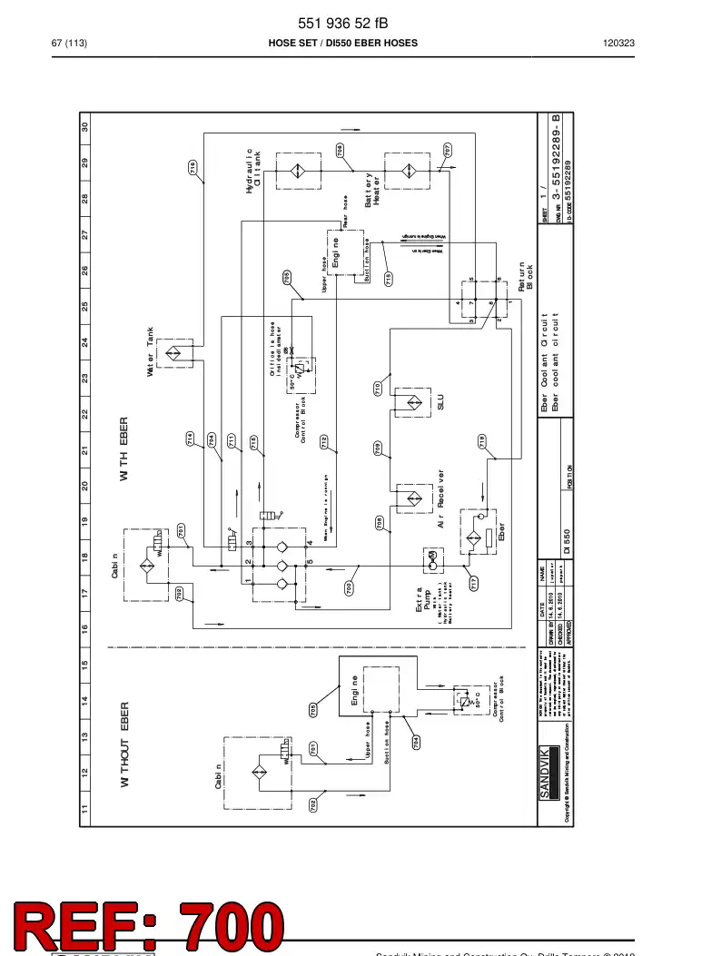 59205953 592 059 53 Hose, Water - Sandvik Technical Drawing