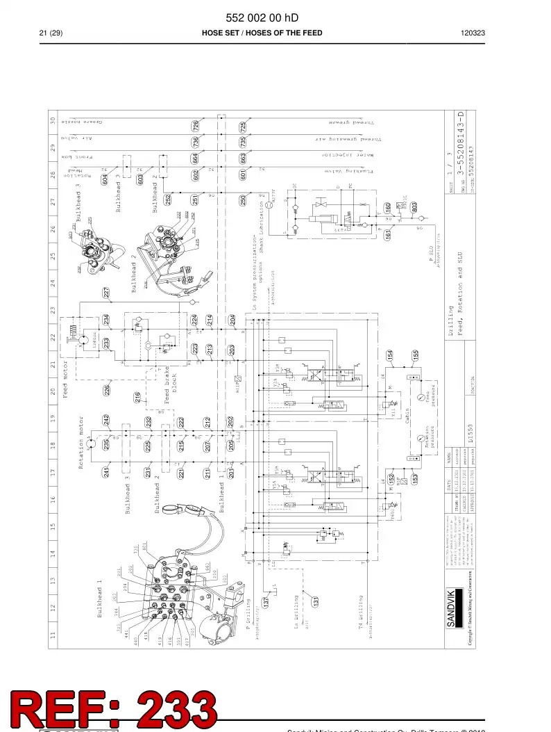 59205969a 592 059 69a HOSE ASSY - Sandvik Technical Drawing