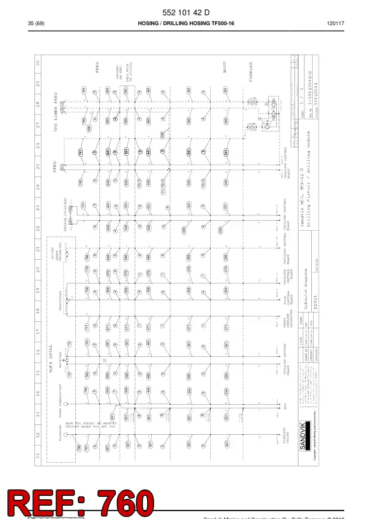 59205987c 592 059 87c Hydraulic hose assembly - Sandvik Technical Drawing