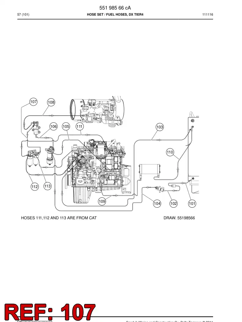 59205999 592 059 99 FUEL HOSE ASSEMBLY - Sandvik Technical Drawing