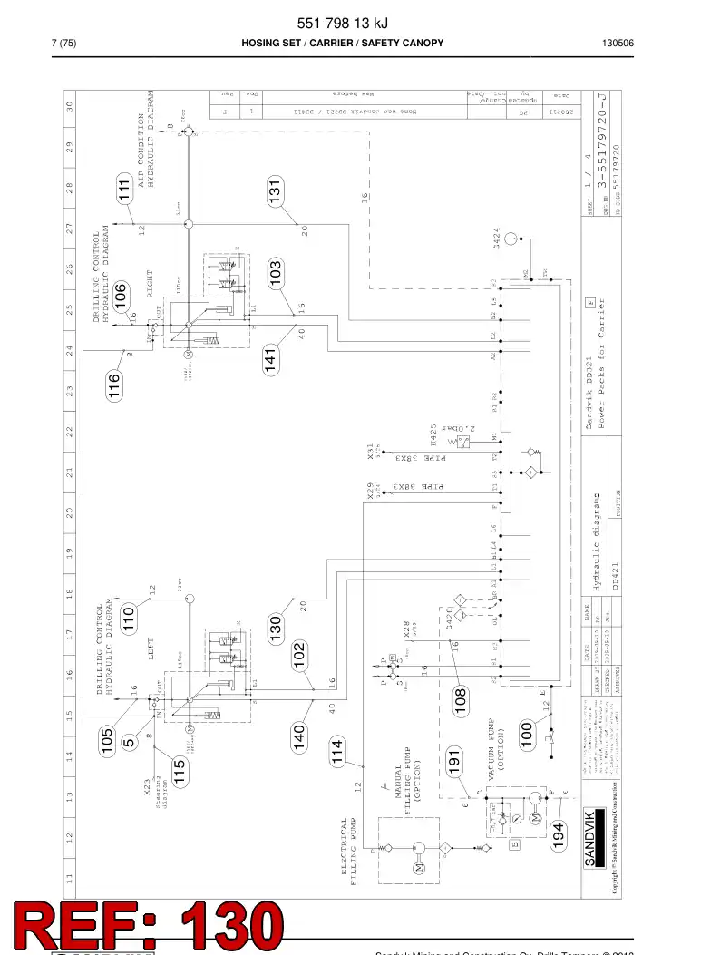 59206003 592 060 03 Hose Assembly, Hydraulic - Sandvik Technical Drawing