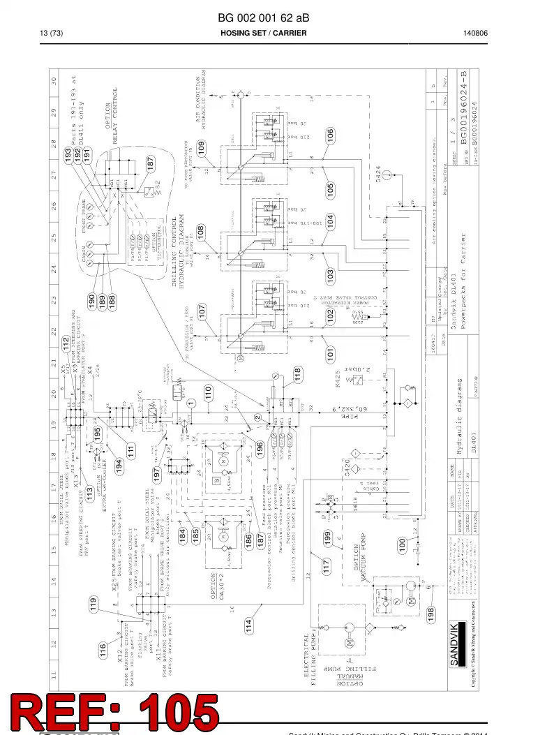 59206011a 592 060 11a Hose Assembly, Hydraulic - Sandvik Technical Drawing