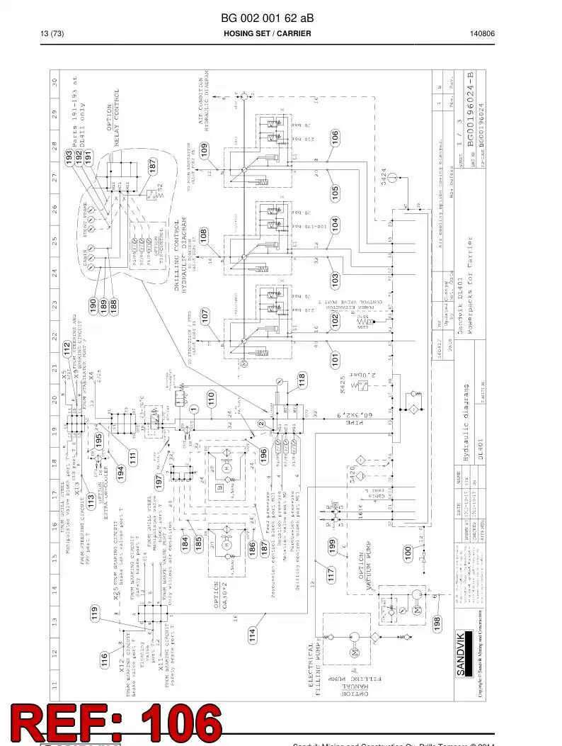 59206015b 592 060 15b Hose Assembly, Hydraulic - Sandvik Technical Drawing