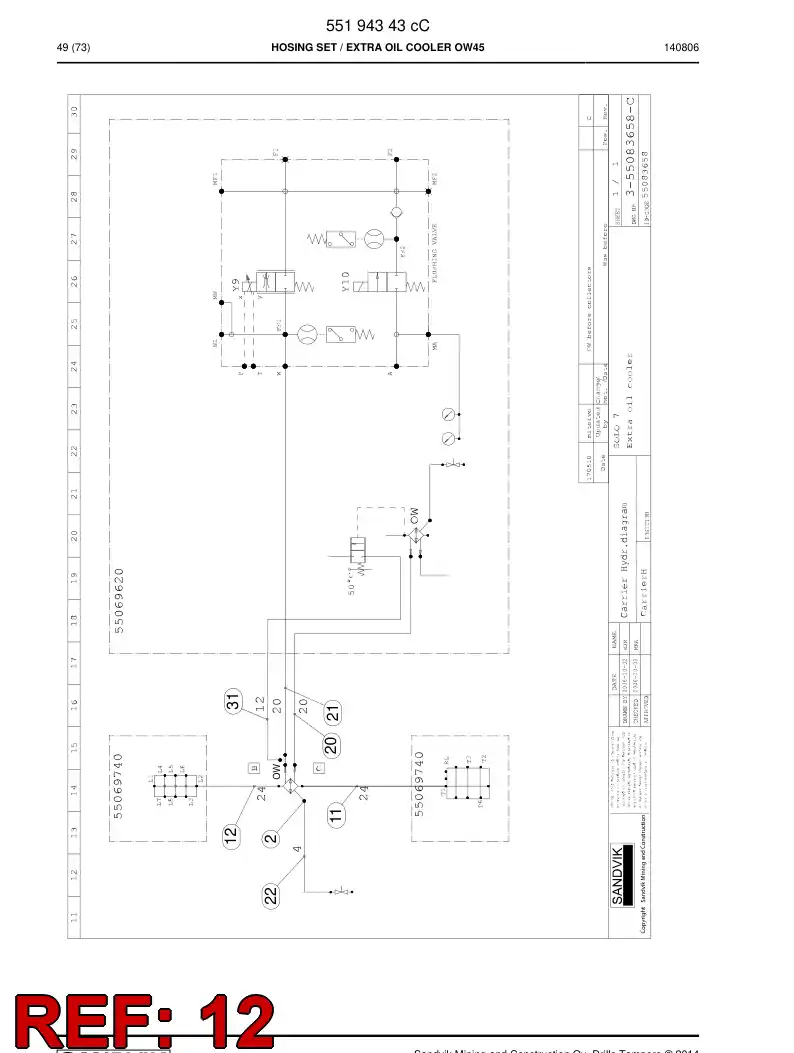 59206023 592 060 23 Hose Assembly, Hydraulic - Sandvik Technical Drawing