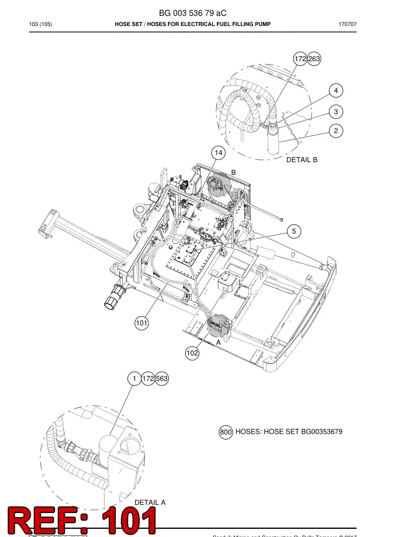 59206029 592 060 29 Hose Assembly, Hydraulic - Sandvik Technical Drawing
