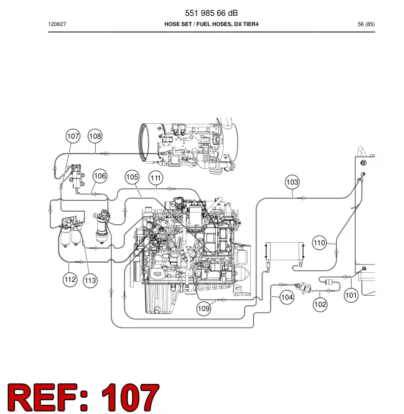 59206049 592 060 49 Hose Assembly, Fuel - Sandvik Technical Drawing