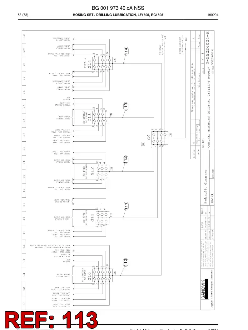59206069 592 060 69 Hose assembly - Sandvik Technical Drawing