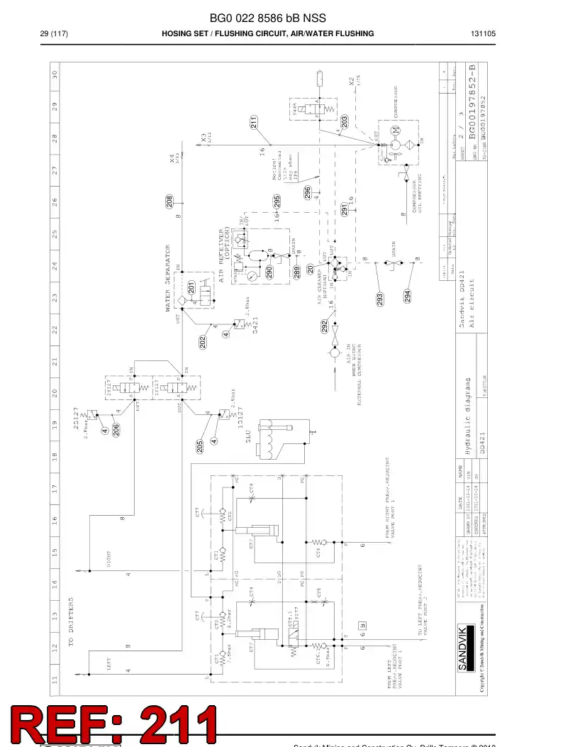 59206111 592 061 11 Hose Assembly, Hydraulic - Sandvik Technical Drawing
