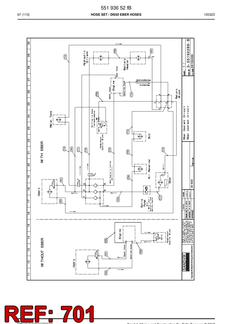 59206125 592 061 25 Hose Assembly, Hydraulic - Sandvik Technical Drawing