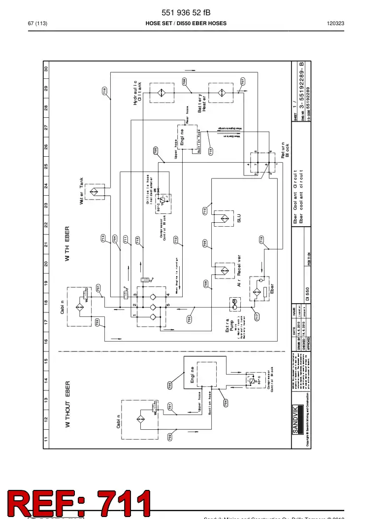 59206133 592 061 33 Hose Assembly, Hydraulic - Sandvik Technical Drawing