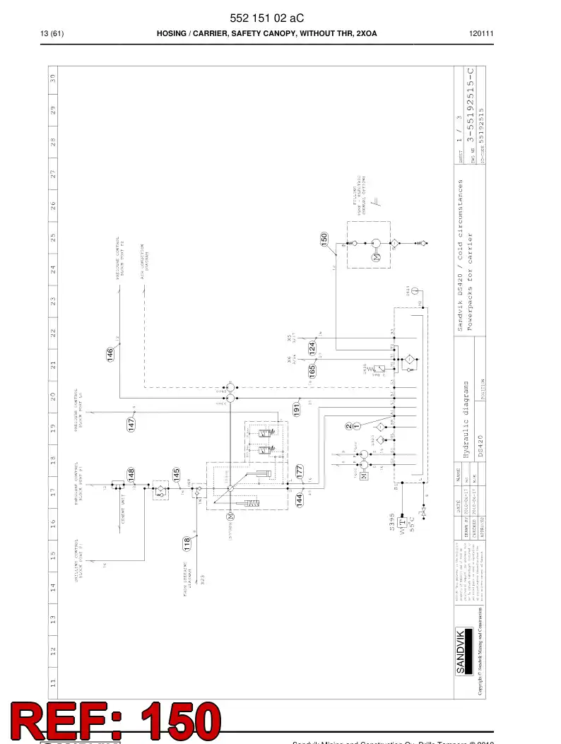 59206139 592 061 39 Hydraulic hose assembly - Sandvik Technical Drawing