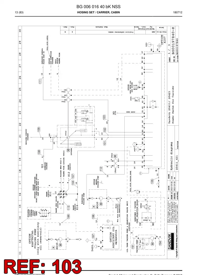 59206141 592 061 41 Hose Assembly, Hydraulic - Sandvik Technical Drawing