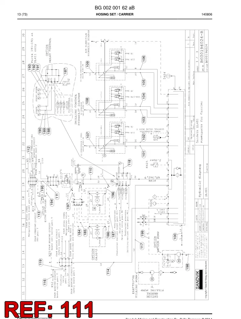 59206143 592 061 43 Hose Assembly, Hydraulic - Sandvik Technical Drawing