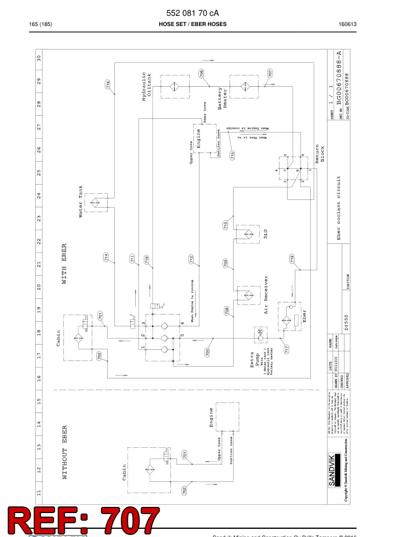59206147 592 061 47 Hose Assembly, Hydraulic - Sandvik Technical Drawing