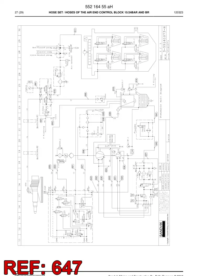 59206155a 592 061 55a HOSE ASSY - Sandvik Technical Drawing
