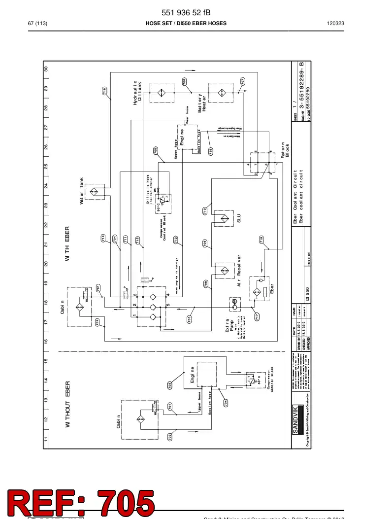 59206175 592 061 75 Hose Assembly, Hydraulic - Sandvik Technical Drawing