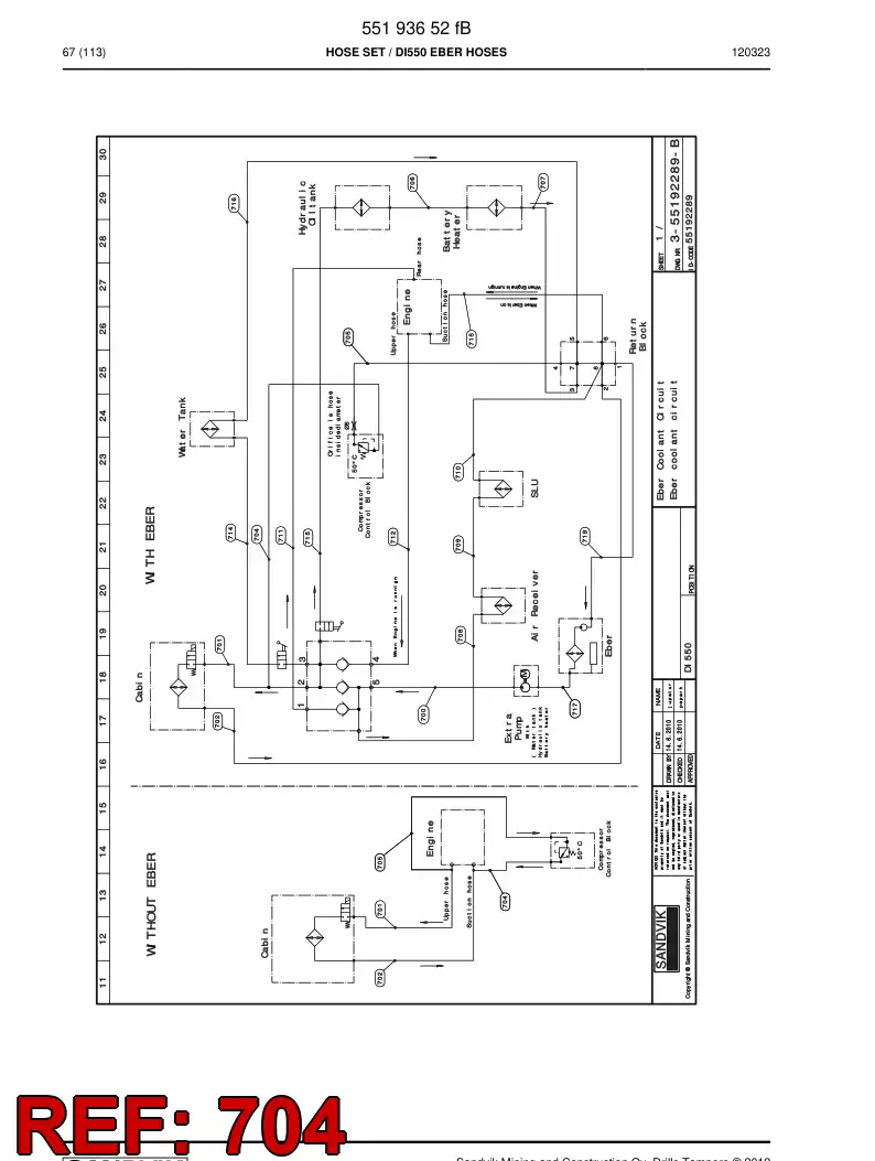 59206177 592 061 77 Hose Assembly, Hydraulic - Sandvik Technical Drawing