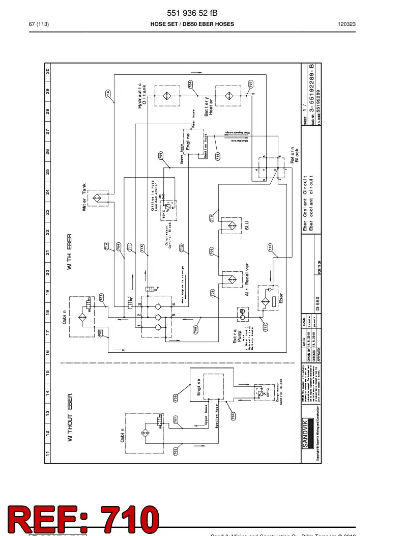 59206179 592 061 79 Hose Assembly, Hydraulic - Sandvik Technical Drawing