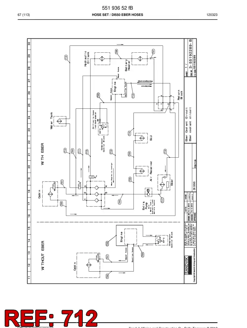 59206181 592 061 81 HYDRAULIC HOSE ASSEMBLY - Sandvik Technical Drawing