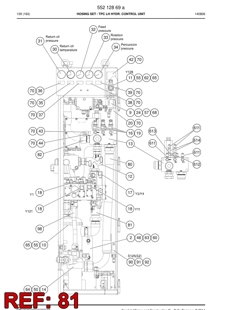 59206185 592 061 85 HOSE ASSY - Sandvik Technical Drawing