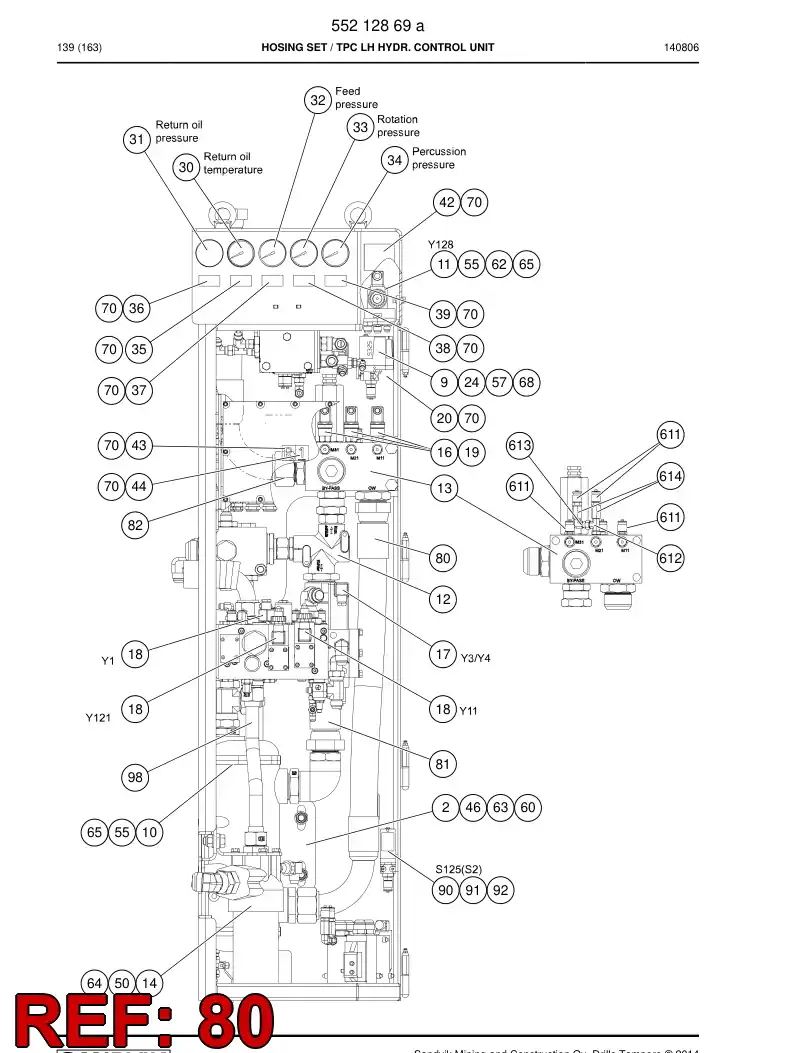 59206187a 592 061 87a HOSE ASSY - Sandvik Technical Drawing